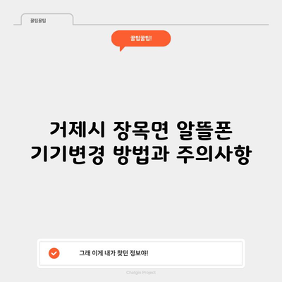 거제시 장목면 알뜰폰 기기변경 방법과 주의사항