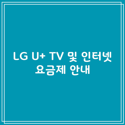 LG U+ TV 및 인터넷 요금제 안내