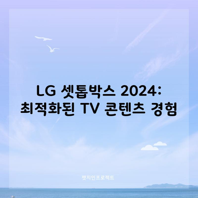 LG 셋톱박스 2024: 최적화된 TV 콘텐츠 경험