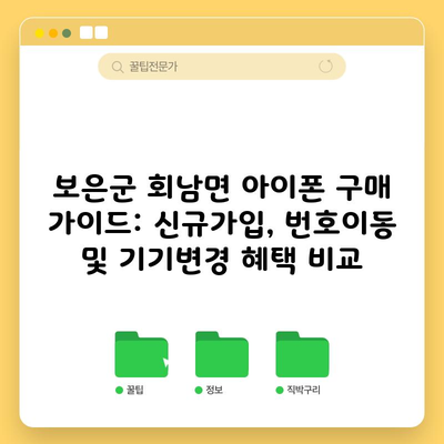 보은군 회남면 아이폰 구매 가이드: 신규가입, 번호이동 및 기기변경 혜택 비교