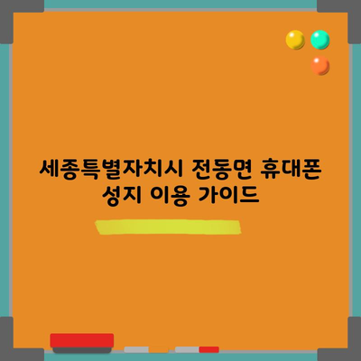 세종특별자치시 전동면 휴대폰 성지 이용 가이드