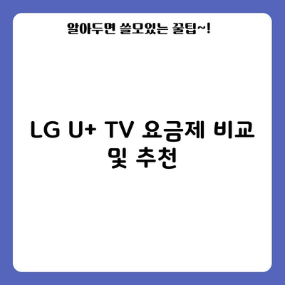 LG U+ TV 요금제 비교 및 추천