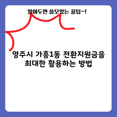 영주시 가흥1동 전환지원금을 최대한 활용하는 방법