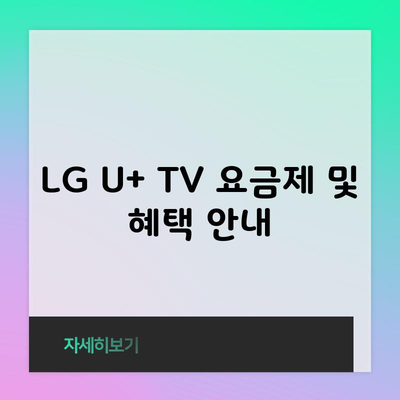 LG U+ TV 요금제 및 혜택 안내