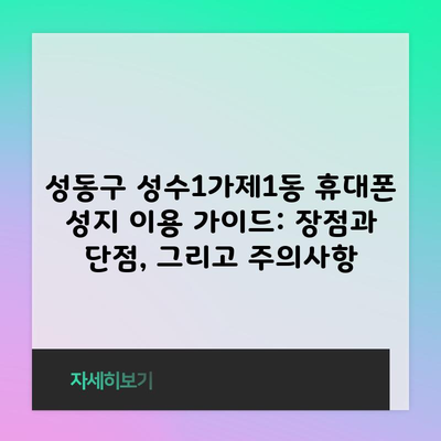 성동구 성수1가제1동 휴대폰 성지 이용 가이드: 장점과 단점, 그리고 주의사항