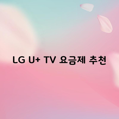 LG U+ TV 요금제 추천