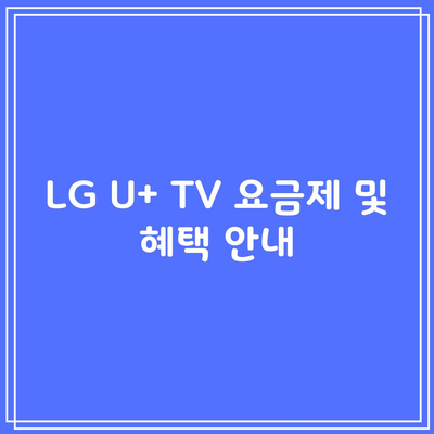 LG U+ TV 요금제 및 혜택 안내