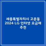 세종특별자치시 고운동 2024 LG 인터넷 요금제 추천