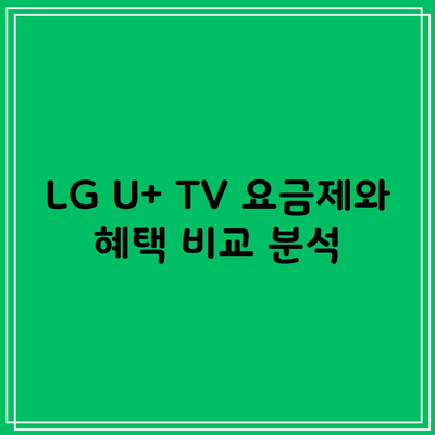 엘지 유플러스 티비 요금제와 혜택 비교 분석