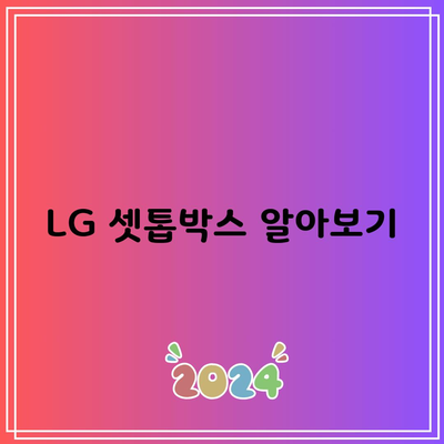 LG 셋톱박스 알아보기