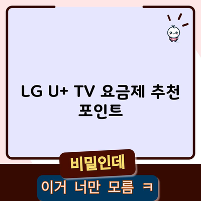 LG U+ TV 요금제 추천 포인트