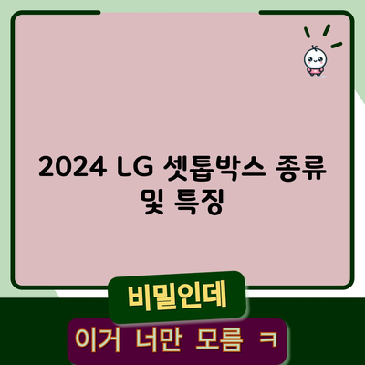 2024 LG 셋톱박스 종류 및 특징