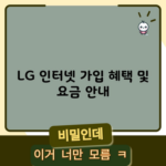 LG 인터넷 가입 혜택 및 요금 안내