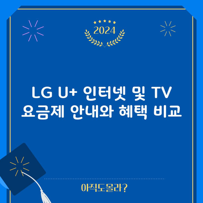 LG U+ 인터넷 및 TV 요금제 안내와 혜택 비교