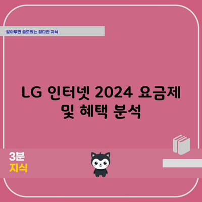 LG 인터넷 2024 요금제 및 혜택 분석