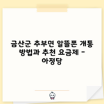 금산군 추부면 알뜰폰 개통 방법과 추천 요금제 – 아정당