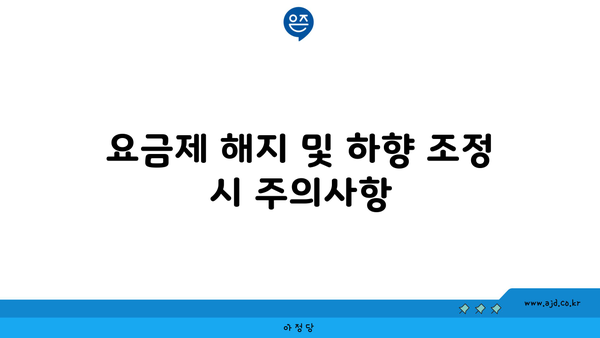 요금제 해지 및 하향 조정 시 주의사항