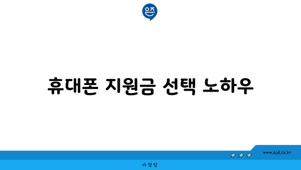 휴대폰 지원금 선택 노하우