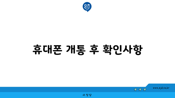 휴대폰 개통 후 확인사항