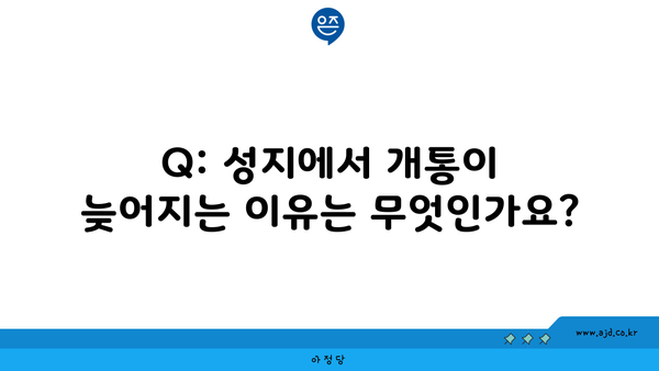 Q: 성지에서 개통이 늦어지는 이유는 무엇인가요?