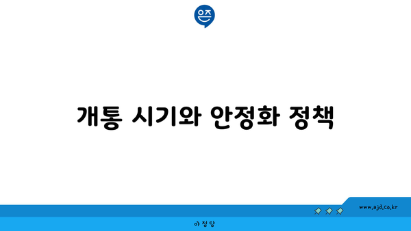 개통 시기와 안정화 정책