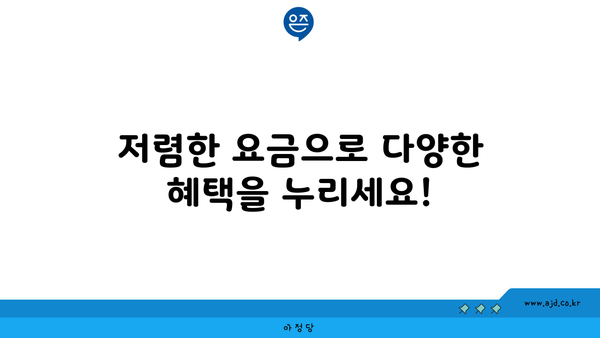 저렴한 요금으로 다양한 혜택을 누리세요!