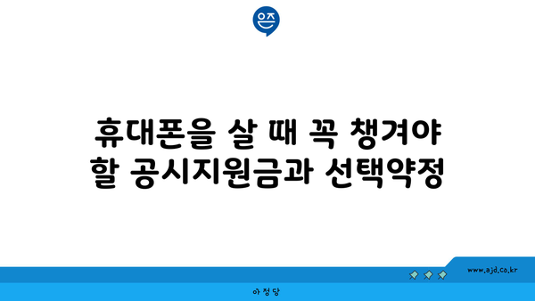 휴대폰을 살 때 꼭 챙겨야 할 공시지원금과 선택약정