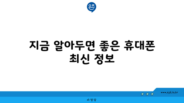 지금 알아두면 좋은 휴대폰 최신 정보