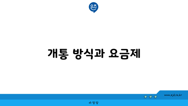 개통 방식과 요금제