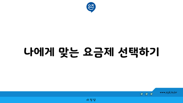 나에게 맞는 요금제 선택하기