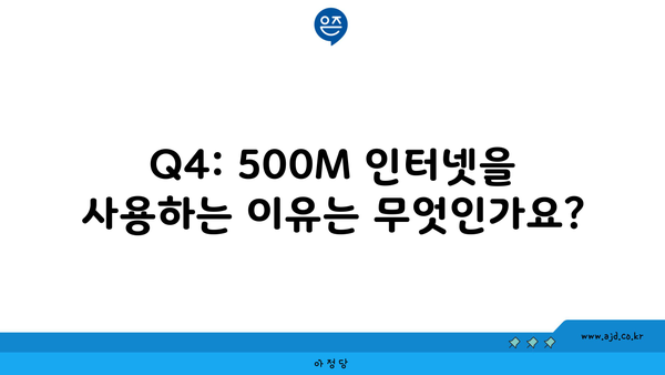 Q4: 500M 인터넷을 사용하는 이유는 무엇인가요?