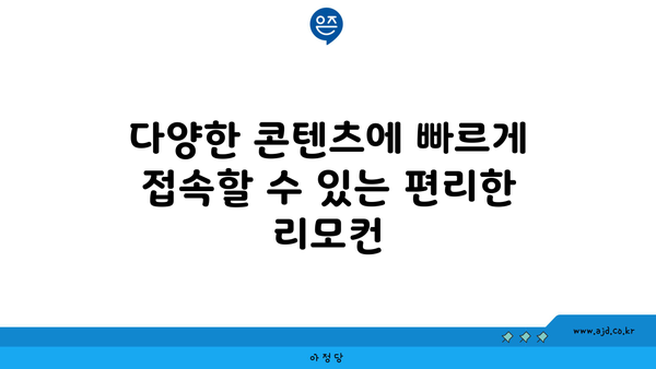 다양한 콘텐츠에 빠르게 접속할 수 있는 편리한 리모컨