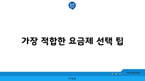 가장 적합한 요금제 선택 팁