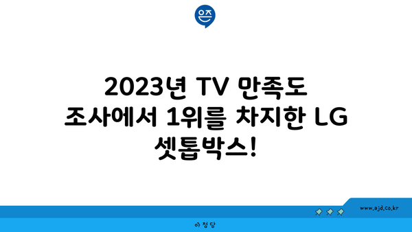 2023년 TV 만족도 조사에서 1위를 차지한 LG 셋톱박스!