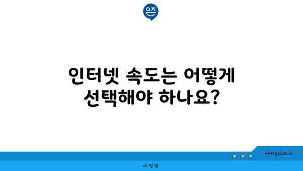 인터넷 속도는 어떻게 선택해야 하나요?