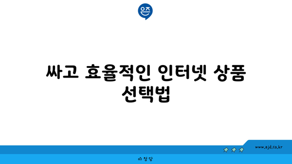 싸고 효율적인 인터넷 상품 선택법