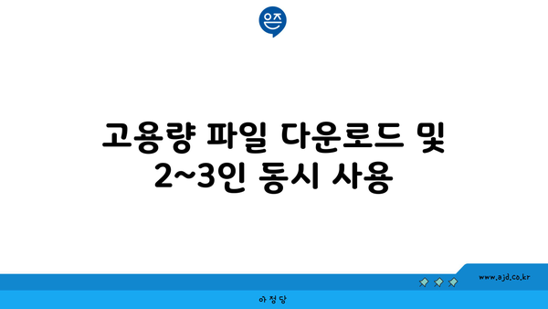 고용량 파일 다운로드 및 2~3인 동시 사용