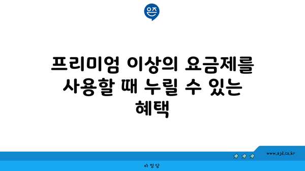 프리미엄 이상의 요금제를 사용할 때 누릴 수 있는 혜택