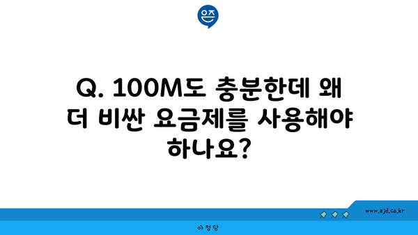 Q. 100M도 충분한데 왜 더 비싼 요금제를 사용해야 하나요?