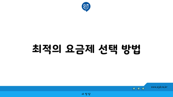 최적의 요금제 선택 방법