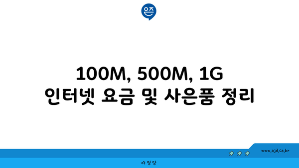 100M, 500M, 1G 인터넷 요금 및 사은품 정리