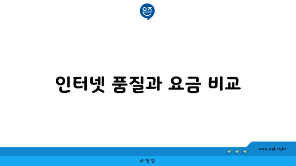 인터넷 품질과 요금 비교