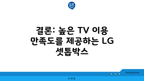 결론: 높은 TV 이용 만족도를 제공하는 LG 셋톱박스