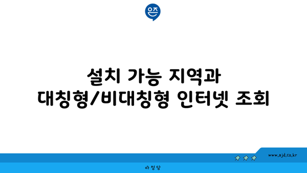 설치 가능 지역과 대칭형/비대칭형 인터넷 조회