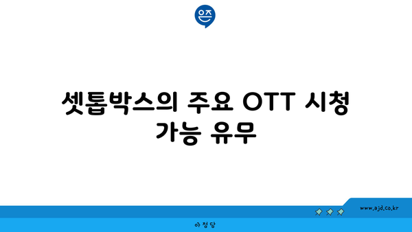 셋톱박스의 주요 OTT 시청 가능 유무