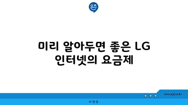 미리 알아두면 좋은 LG 인터넷의 요금제