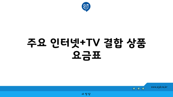 주요 인터넷+TV 결합 상품 요금표