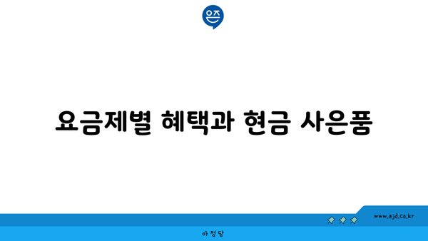 요금제별 혜택과 현금 사은품