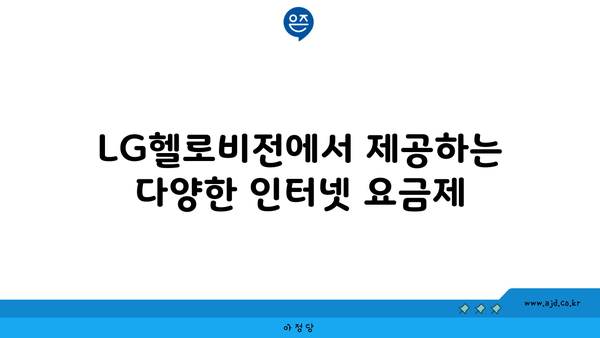 LG헬로비전에서 제공하는 다양한 인터넷 요금제