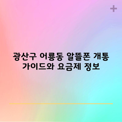 광산구 어룡동 알뜰폰 개통 가이드와 요금제 정보